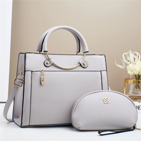 Borsa A Mano E Pochette Elegante Da Donna Pelle PU Grana Litchi Borsa A Tracolla Hardware Dorato Moda Versatile