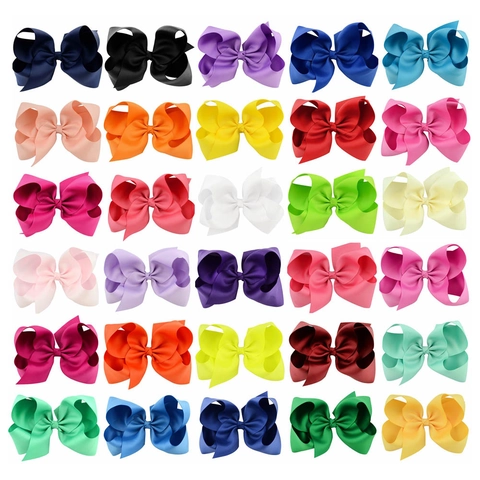 Large Grosgrain Ribbon Hair Bows With Metal Alligator Clips Solid Color Handmade Hairclips For Girls Kids Toddlers Hair Accessories
