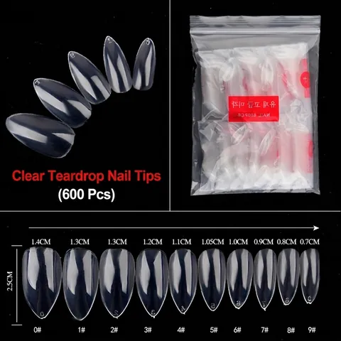 Lange Stiletto Wassertropfen Transparente Full Cover Nageltipps Für Professionelle Maniküre Salon DIY Kunst