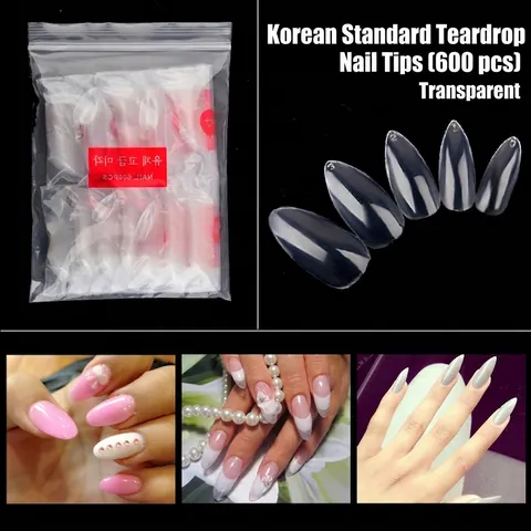 Lange Stiletto Wassertropfen Transparente Full Cover Nageltipps Für Professionelle Maniküre Salon DIY Kunst