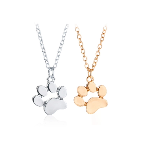 Collar Con Huella De Pata De Animal Aleación Gato Perro Colgante Joyería Simple Para Mujeres Niños Regalo Diario