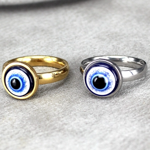 Evil Eye Ring Stainless Steel Blue Nazar Demon Eye Punk Hip Hop Jewelry For Men Women