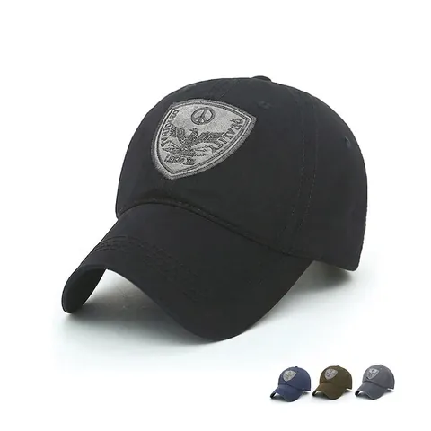 Baseball Cap Pure Cotton Outdoor Sunshade Golf Hat Retro Eagle Embroidered Shield Patch Adjustable Men Leisure