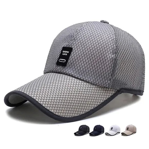 Mesh Baseball Cap Breathable Sun Protection Outdoor Sports Adjustable Long Brim Hat For Men And Women Lightweight
