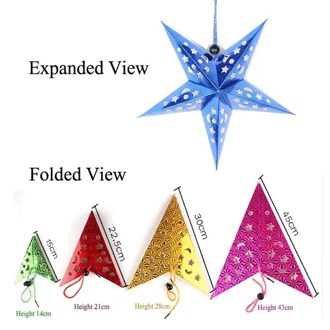 Decorazione Appesa A Stella In Carta Olografica Motivo A Stella E Luna Traforata Dimensionale Decorazione Soffitto Festa Di Natale
