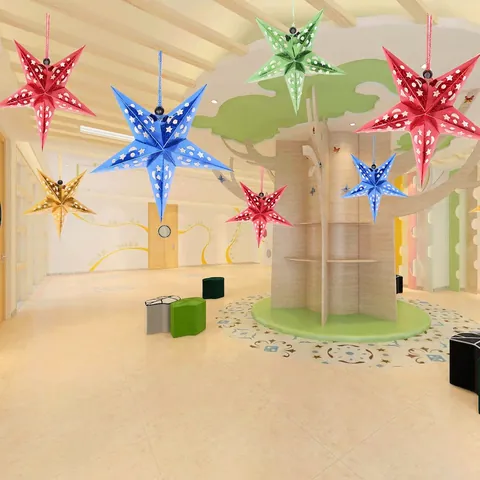 Decorazione Appesa A Stella In Carta Olografica Motivo A Stella E Luna Traforata Dimensionale Decorazione Soffitto Festa Di Natale