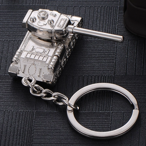 Metal Alloy Vehicle Model Keychain Tank Motorcycle Fighter Jet 3D Military Car Pendant Gift For Men Silver Tone