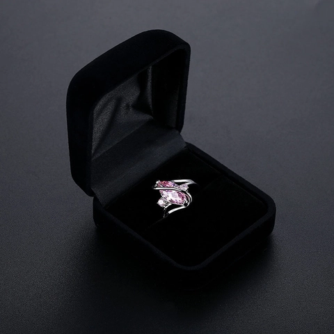 Eleganter Schwarzer Samt Schmuck Ring Ohrring Aufbewahrungskoffer Tragbarer Hochzeitsgeschenk Display Organizer Kleiner Behälter