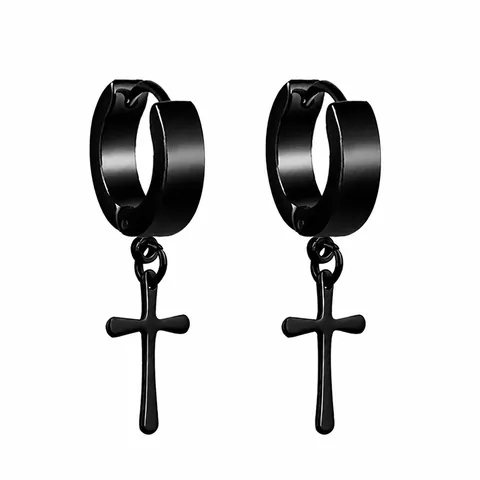 Orecchini A Cerchio Con Croce Acciaio Inossidabile Punk Gothic Hip Hop Gioielli Per Uomo Donna Esagramma Stella Di David