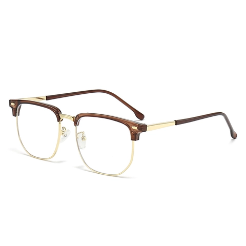 Occhiali Semi-Aperti Browline Anti Luce Blu Montatura In Metallo TR Vintage Business Per Donna Uomo