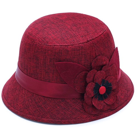 Cappello Cloche Da Donna In Lino Protezione Solare Pieghevole Elegante Decorazione Floreale Viaggio Estivo Traspirante