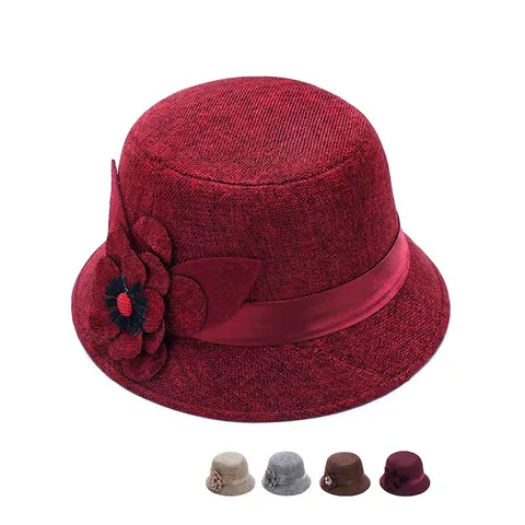 Cappello Cloche Da Donna In Lino Protezione Solare Pieghevole Elegante Decorazione Floreale Viaggio Estivo Traspirante