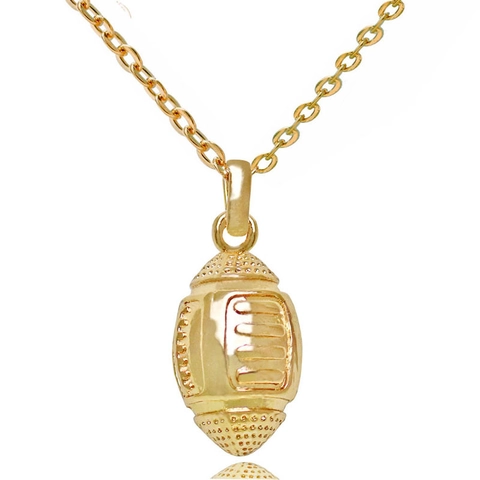Collana con Ciondolo Football Americano per Donna in Lega Galvanizzata Oro Argento Oro Champagne Gioielli Stile Sportivo