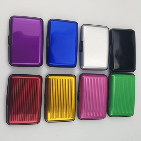 RFID Blocking Credit Card Holder Aluminum Alloy Metal Hard Shell Wallet Waterproof Anti-Magnetic Multi-Slot Travel Case