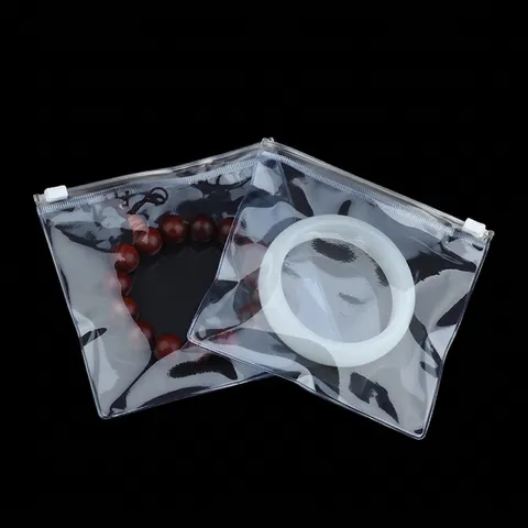 Thickened PVC Ziplock Bags Transparent Jewelry Storage Pouches With Slide Zipper For Necklace Bracelet Reusable Packaging Organizer