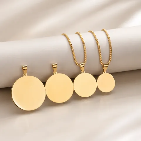 Runde Anhänger Halskette Edelstahl Spiegel Poliert Blanko Geometrischer Kreis Hochglanz Schmuck Für Herren Damen Minimalistisch