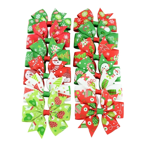 Barrettes à Cheveux Nœuds Noël en Gros-Grain pour Filles Motif Flocon de Neige Père Noël Renne Accessoires de Coiffure Fête