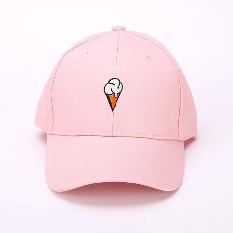 Cappello Da Baseball Ricamato Gelato Carino Cotone Regolabile Visiera Curva Cappello Da Sole Per Donne Ragazze Stile Coreano