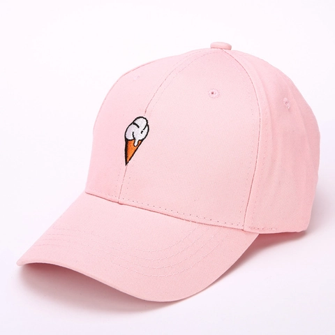 Cappello Da Baseball Ricamato Gelato Carino Cotone Regolabile Visiera Curva Cappello Da Sole Per Donne Ragazze Stile Coreano