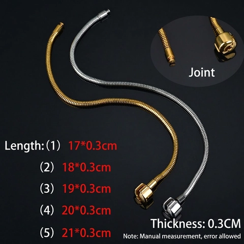 316L Stainless Steel Snake Chain Bracelet Gold Silver DIY Charm Bracelet Base With Barrel Clasp For Men Women Fashion Jewelry