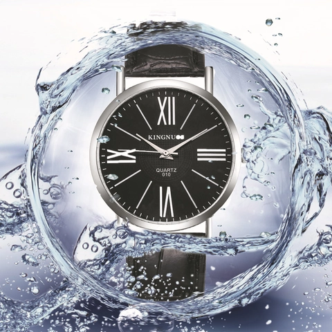 Montre à Quartz Business pour Hommes Bracelet en Cuir Cadran Chiffres Romains Étanche Lumineux Mode Décontractée Cadeau