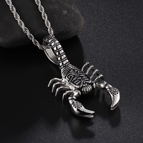 Pendente Scorpione Collana Acciaio Inossidabile 316L Gotico Punk Retrò Ciondolo Animale Per Uomini Donne Gioielli Regali