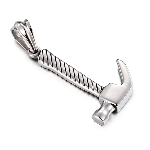 Colgante De Martillo Acero Inoxidable Forma Herramienta Pulido Punk Rock Joyería Hombre Accesorio Color Plata