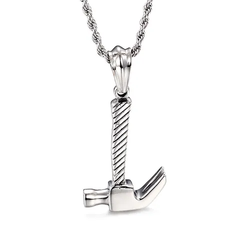 Colgante De Martillo Acero Inoxidable Forma Herramienta Pulido Punk Rock Joyería Hombre Accesorio Color Plata