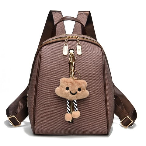 Dames PU-Leder Geweven Textuur Mode Rugzak Met Pluche Wolkenhanger Grote Capaciteit Casual School Reizen Daypack