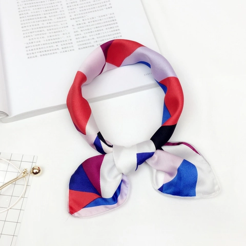 Foulard Quadrato Moda Donna Imitazione Raso Satin Stampato Fascia Capelli Sciarpa Collo Accessorio Capelli Decoro Borsa Elegante
