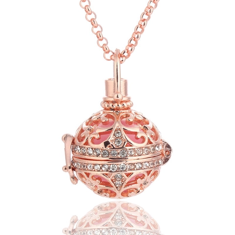 Collana con Pendente Harmony Ball per Donne in Gravidanza Rame Strass Campanello Musicale Gioielli Maternità Catena Lunga