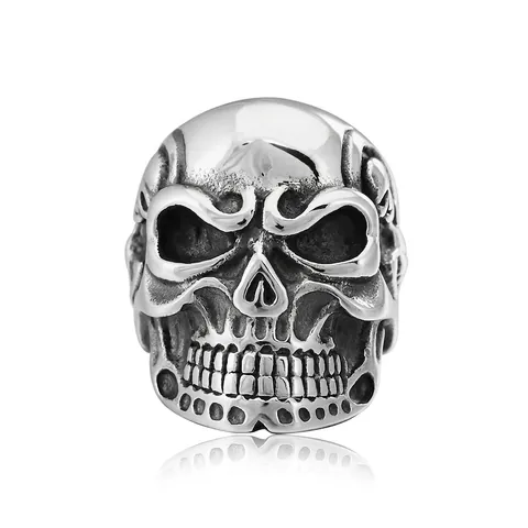 Vintage Totenkopf Ring Für Herren Gothic Punk Rock Biker Schmuck Edelstahl Distressed Ghost Head Carving Heavy Metal Stil