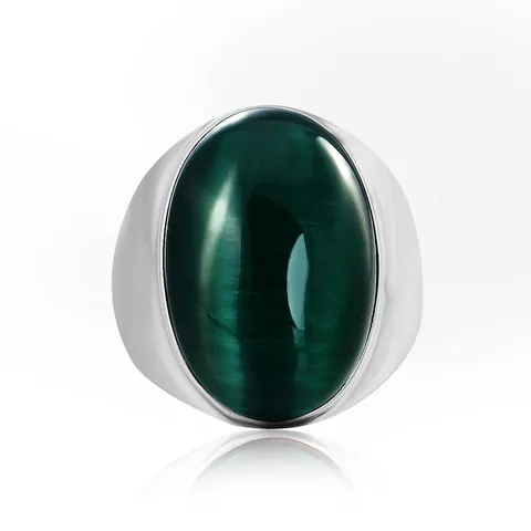 Vintage Ovaler Katzenstein Siegelring Edelstahl Retro Palast Stil Schmuck Für Herren Und Damen Poliertes Band Accessoire
