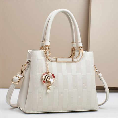 Mode Handtas Met Schaakbordpatroon PU Leer Schoudertas Met Schelp Kunstparel Hanger Voor Dames Elegant Chic