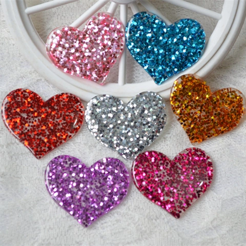 Ciondoli in Resina a Forma di Cuore Glitterati per Decorazione Custodie Cellulari DIY Cabochon in Resina con Paillettes Scintillanti