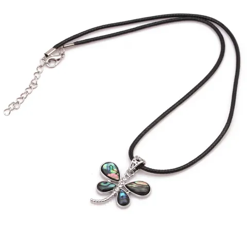 Handgemachte Abalone Muschel Libelle Schmetterling Anhänger Halskette Legierung Zirkon Tier Boho Schmuck