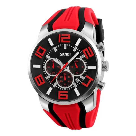Men's Sport Quartz Watch With Silicone Strap Waterproof Chronograph Calendar Function Zinc Alloy Case Fashion Business Wristwatch