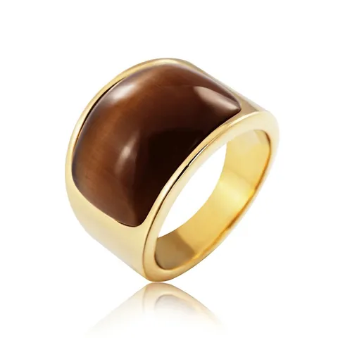 Anillo De Acero Inoxidable Vintage Con Piedra Ojo De Gato Rectangular Banda Ancha Joyería Retro Hombre