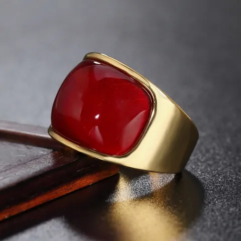 Anillo De Acero Inoxidable Vintage Con Piedra Ojo De Gato Rectangular Banda Ancha Joyería Retro Hombre