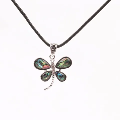 Handgemachte Abalone Muschel Libelle Schmetterling Anhänger Halskette Legierung Zirkon Tier Boho Schmuck
