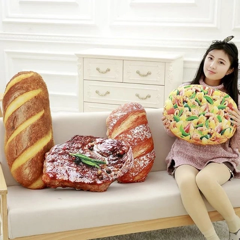 Almohada De Comida Realista Simulación Pan Filete Pizza Forma Cojín Peluche Divertido Novedad Decoración Hogar Oficina Regalo