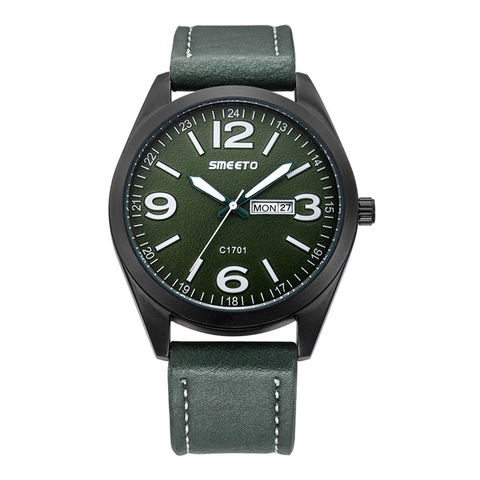 Reloj De Hombre Impermeable Militar Deportivo Para Exteriores Correa De Cuero Luminoso Fecha Del Día Esfera Grande Cuarzo