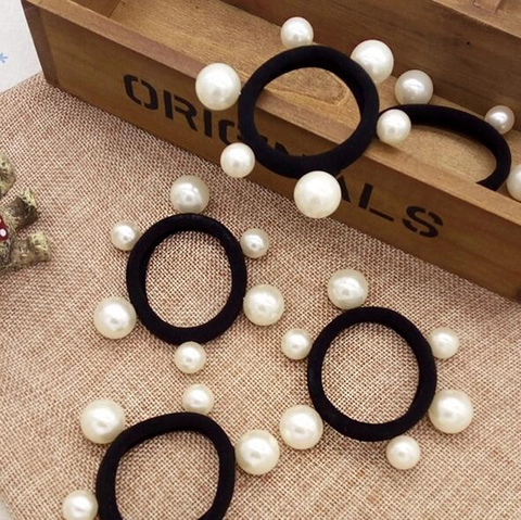 Elegante Elastische Haarbanden Met Kunstparels Naadloze Paardenstaarthouder Haaraccessoires Voor Dames