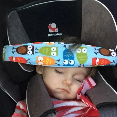 Baby Car Seat Head Support Adjustable Toddler Sleeping Aid Fixation Strap Cartoon Pattern Soft Cotton Fabric