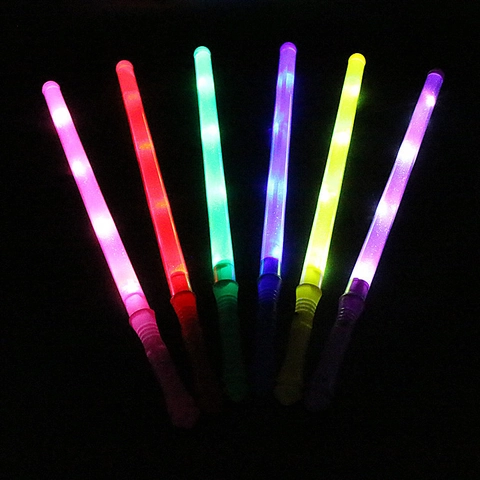 LED Glow Stick Colorful Rainbow Light Up Plastic Toy Wand For Concert Party Event Props Kids Adults Novelty Large