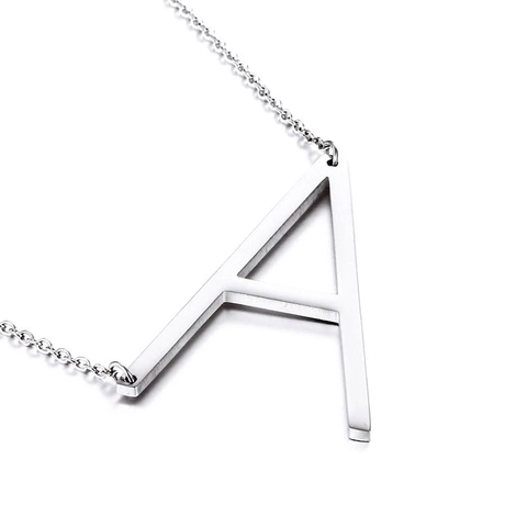 Collana Con Pendente Iniziale Acciaio Inossidabile Lettera Maiuscola Alfabeto A-Z Gioielli Minimalisti Lucidati Per Donna Uomo