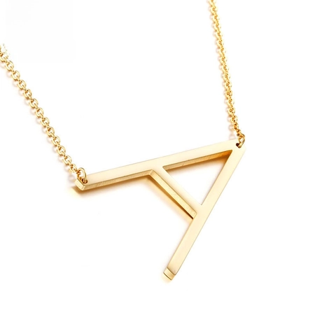 Collana Con Pendente Lettera Maiuscola Grande Acciaio Inossidabile Placcato Oro 18K Gioielli Iniziali Minimalisti Donna