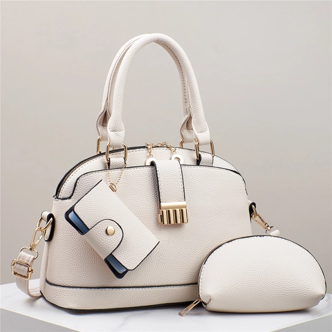 Women Handbag Crossbody Bag Small Square Bag And Half Moon Pouch PU Leather Lychee Pattern Large Capacity Elegant Commute