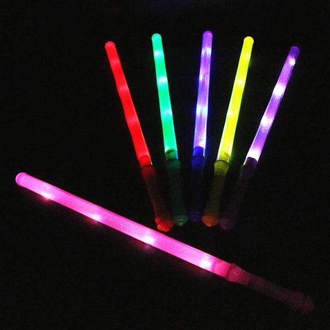 LED Glow Stick Colorful Rainbow Light Up Plastic Toy Wand For Concert Party Event Props Kids Adults Novelty Large