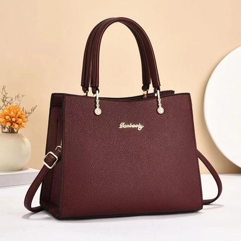 Borsa A Mano Da Donna Pelle PU Grana Litchi Borsa A Tracolla Con Tracolla Regolabile Elegante Versatile Manico Superiore